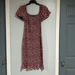 NWOT Trixxi Puff Sleeve Midi Pink Floral stretchy dress